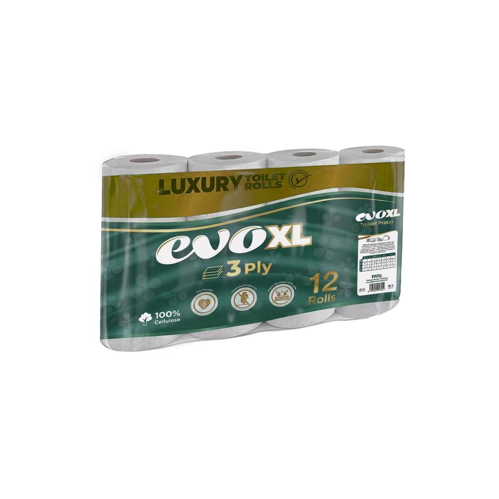 Evo XL Luxury Embossed Toilet Paper Rolls 3 Ply 12/24 EcoFriendly Biodegradable CharmBlackburn