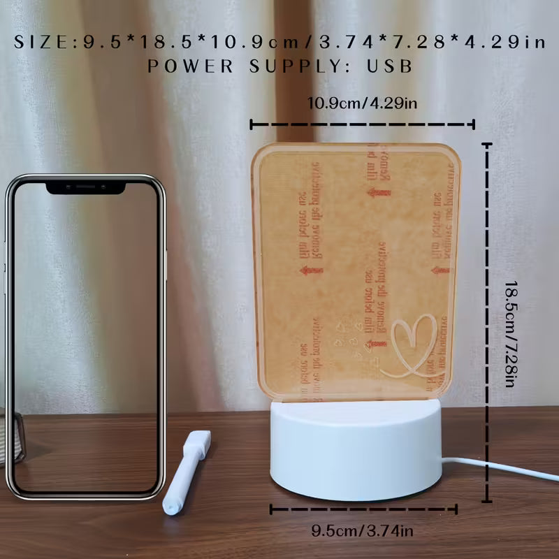 Write-On Notes LED Ambient Night Light Warm Bedside Lamp Erasable Pen Message Board Desktop Companion Gifts Whiteboard CharmBlackburn