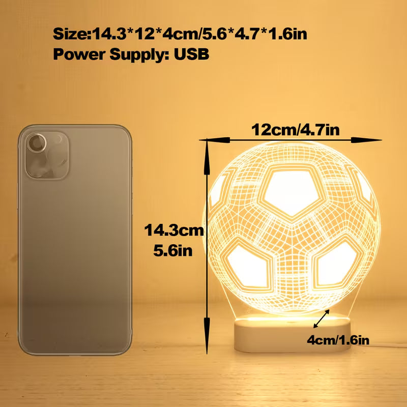 3D Creative LED Ambient Night Light Warm Bedside Lamp Football Themed Home Decor Innovative Desktop CharmBlackburn