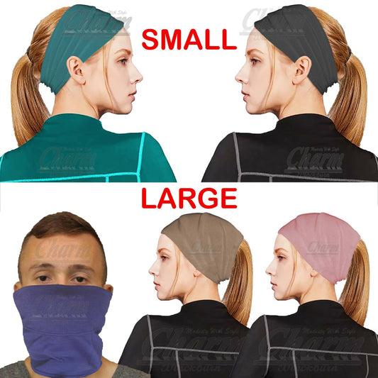 EXTRA WIDE HEAD HAIR TRAINING SWEAT BAND HIJAB HEADBAND HAIRBAND TUBE HAT BONNET