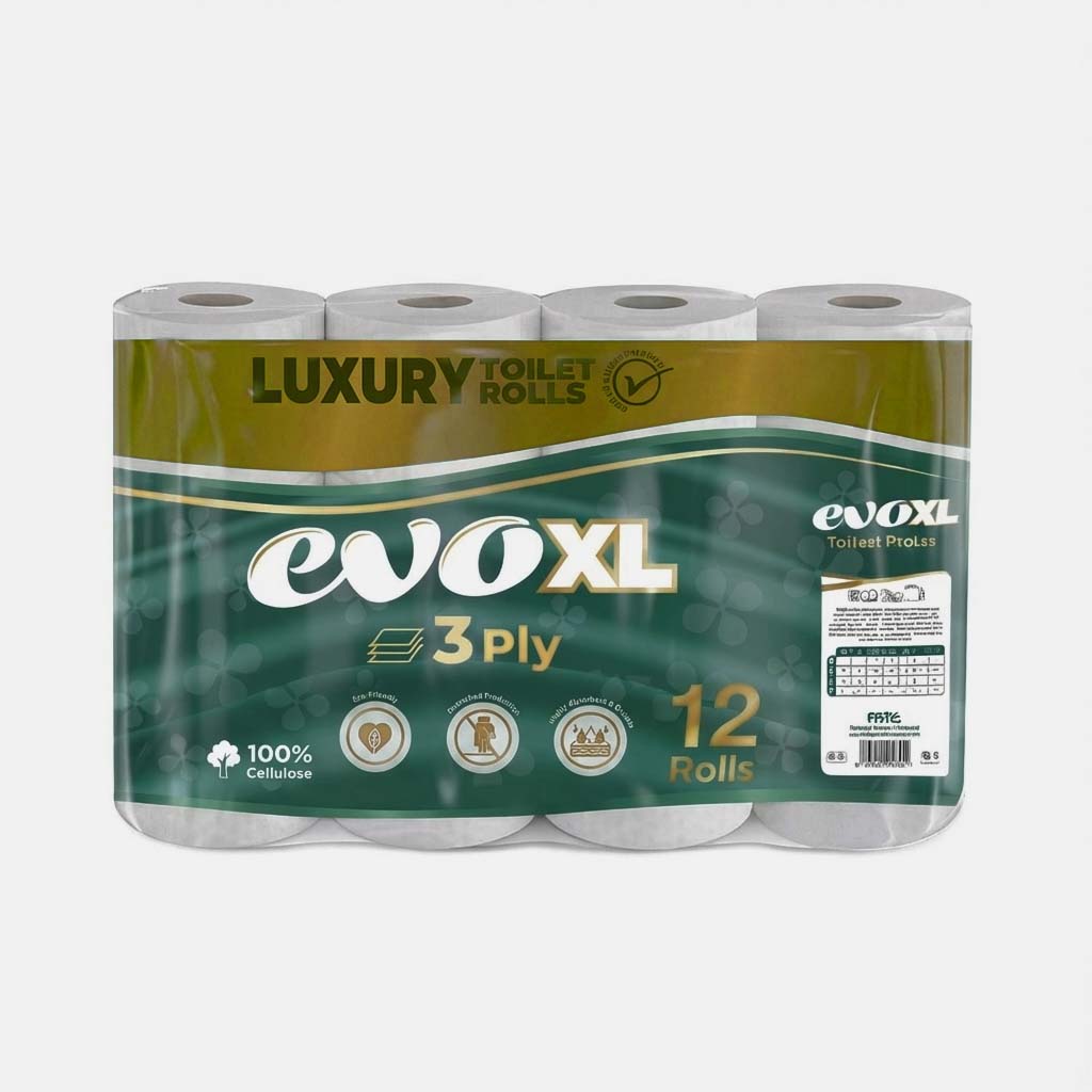 Evo XL Luxury Embossed Toilet Paper Rolls 3 Ply 12/24 EcoFriendly Biodegradable CharmBlackburn