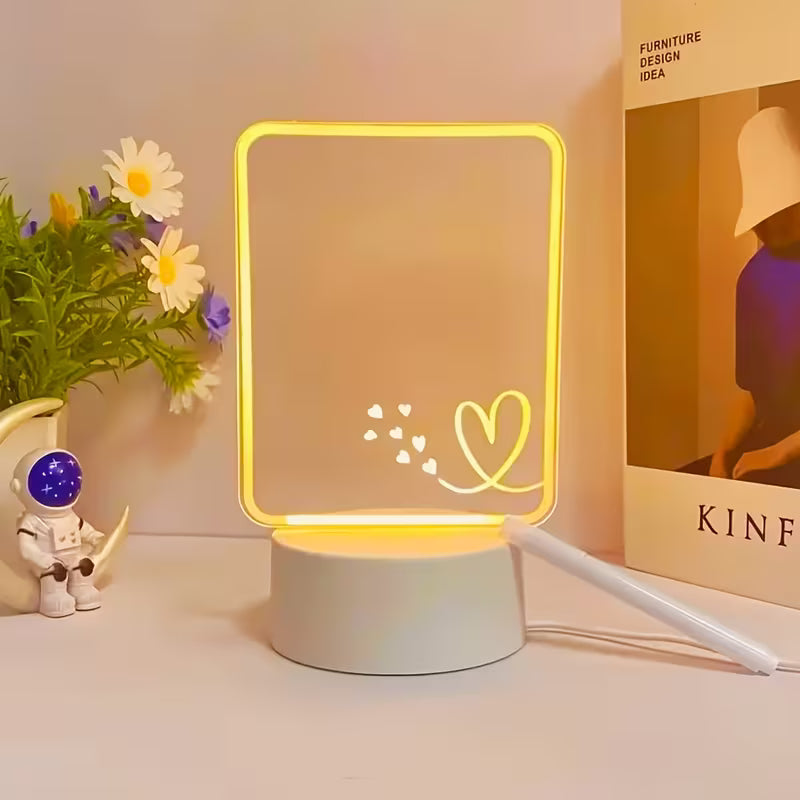 Write-On Notes LED Ambient Night Light Warm Bedside Lamp Erasable Pen Message Board Desktop Companion Gifts Whiteboard CharmBlackburn