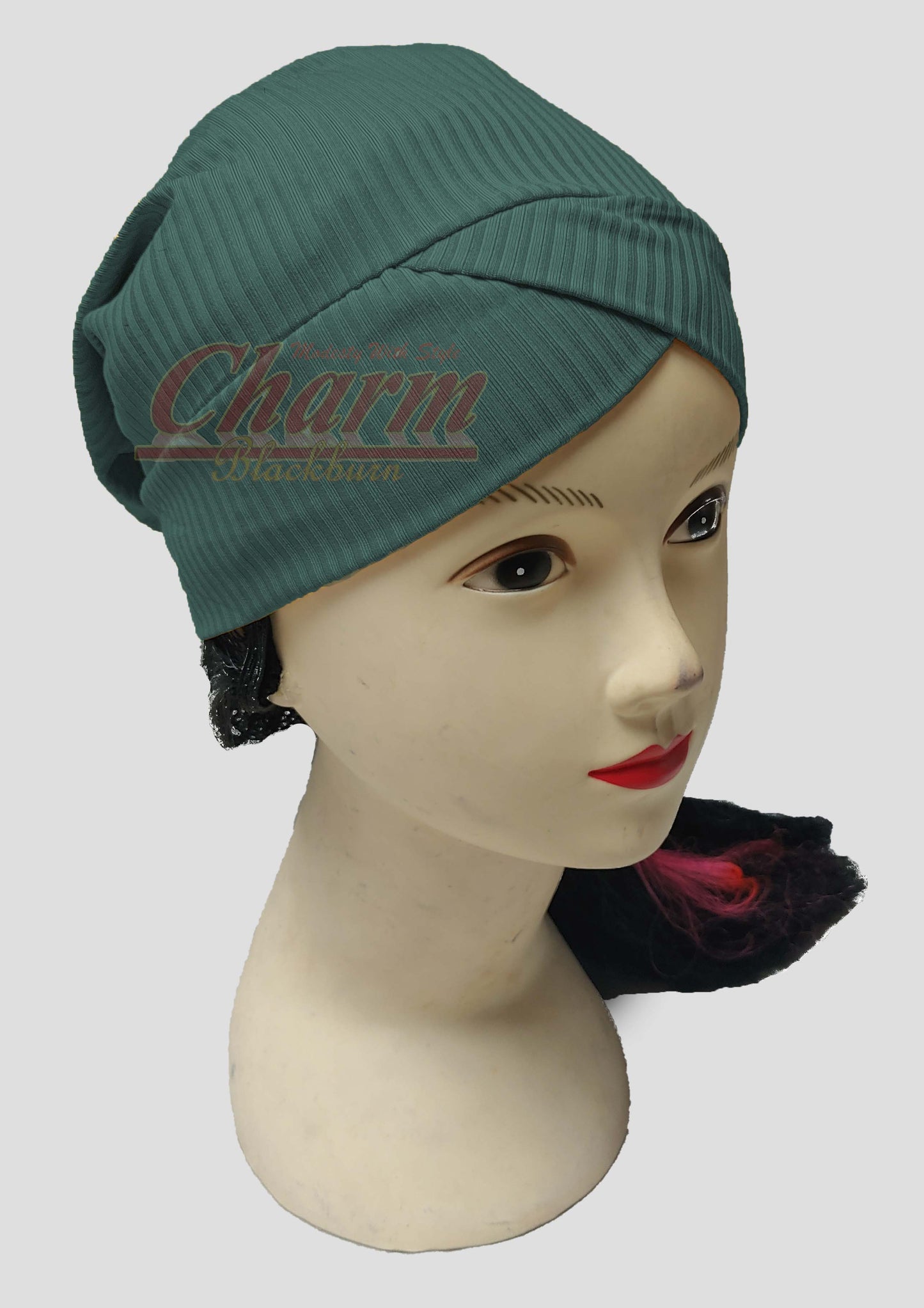 RIBBED PLEATED CAP HAIR LOSS CHEMO BONNET BONE UNDER HAT SCARF HIJAB UNDERCAP CharmBlackburn