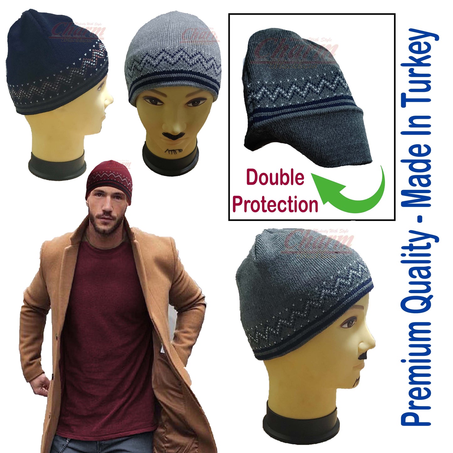 STYLISH HQ Woolen Warm Mens Boys Skull Beanie Cap Hat Topi Kufi Mosque Winter CharmBlackburn