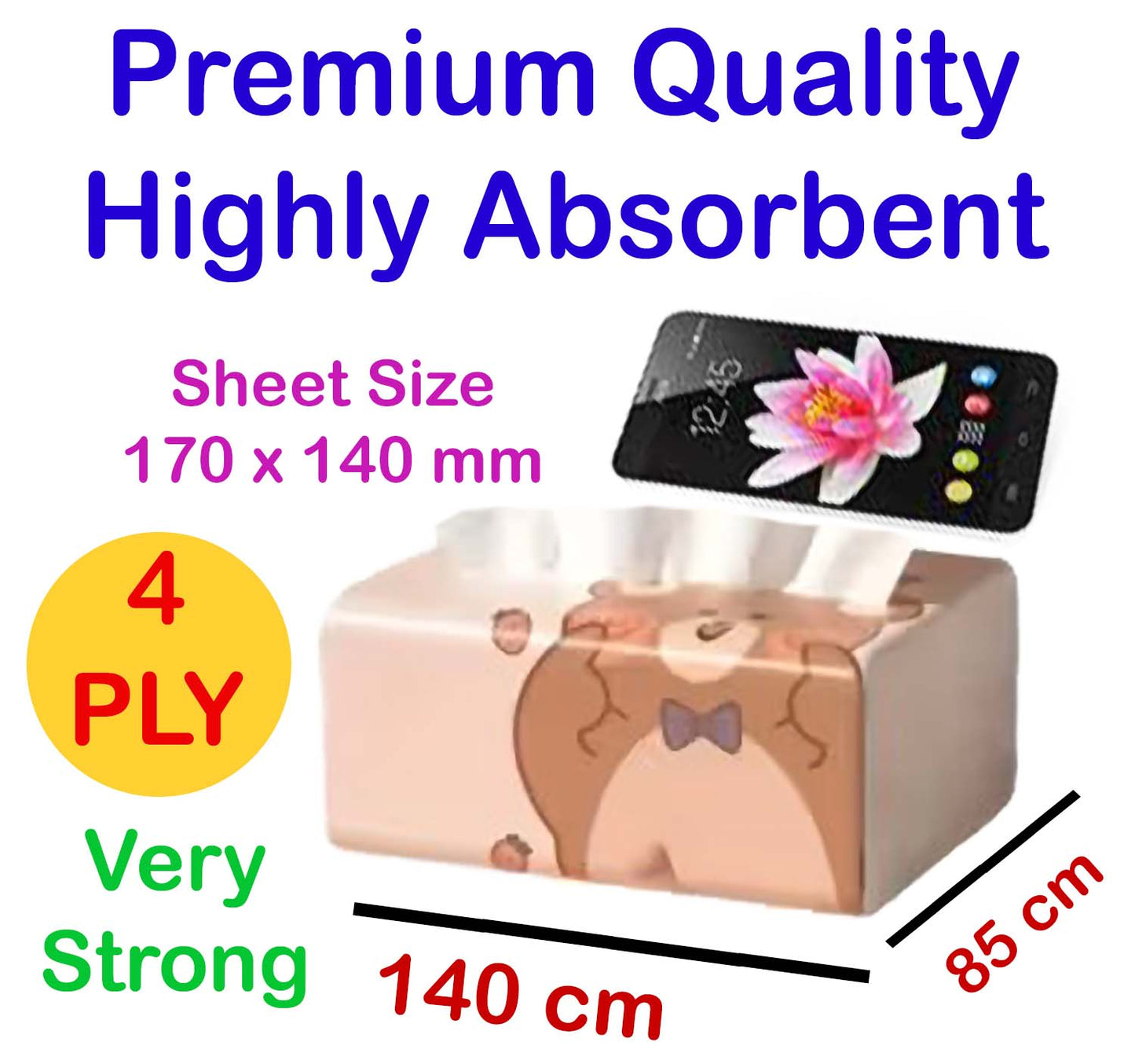 12 Packs Luxury High Quality 4 Ply Faicial Tissue Extra Strong Durable Highly Absorbent Home Office Household CharmBlackburn