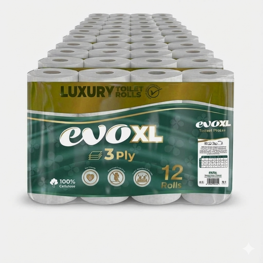 Evo XL Luxury Embossed Toilet Paper Rolls 3 Ply 12/24 EcoFriendly Biodegradable CharmBlackburn