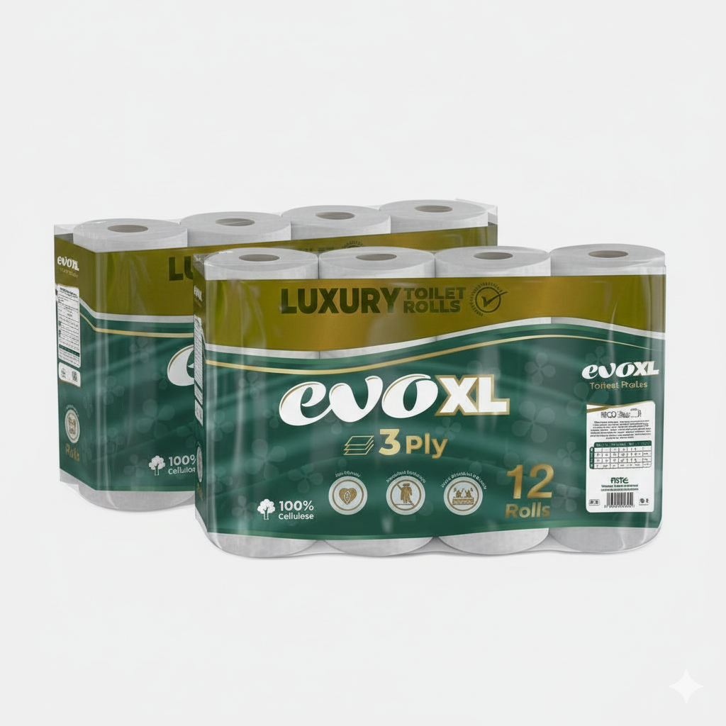Evo XL Luxury Embossed Toilet Paper Rolls 3 Ply 12/24 EcoFriendly Biodegradable CharmBlackburn