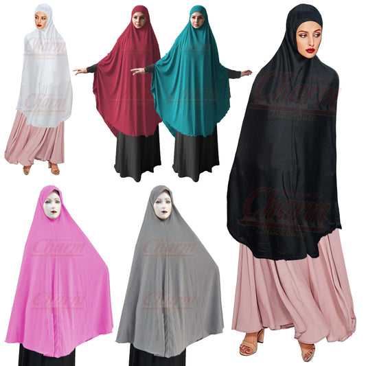 ADULTS EXTRA LONG LARGE LENGTH MUSLIM PRAYER HIJAB BURKHA MAKNA KHIMAR SCARF XXL CharmBlackburn