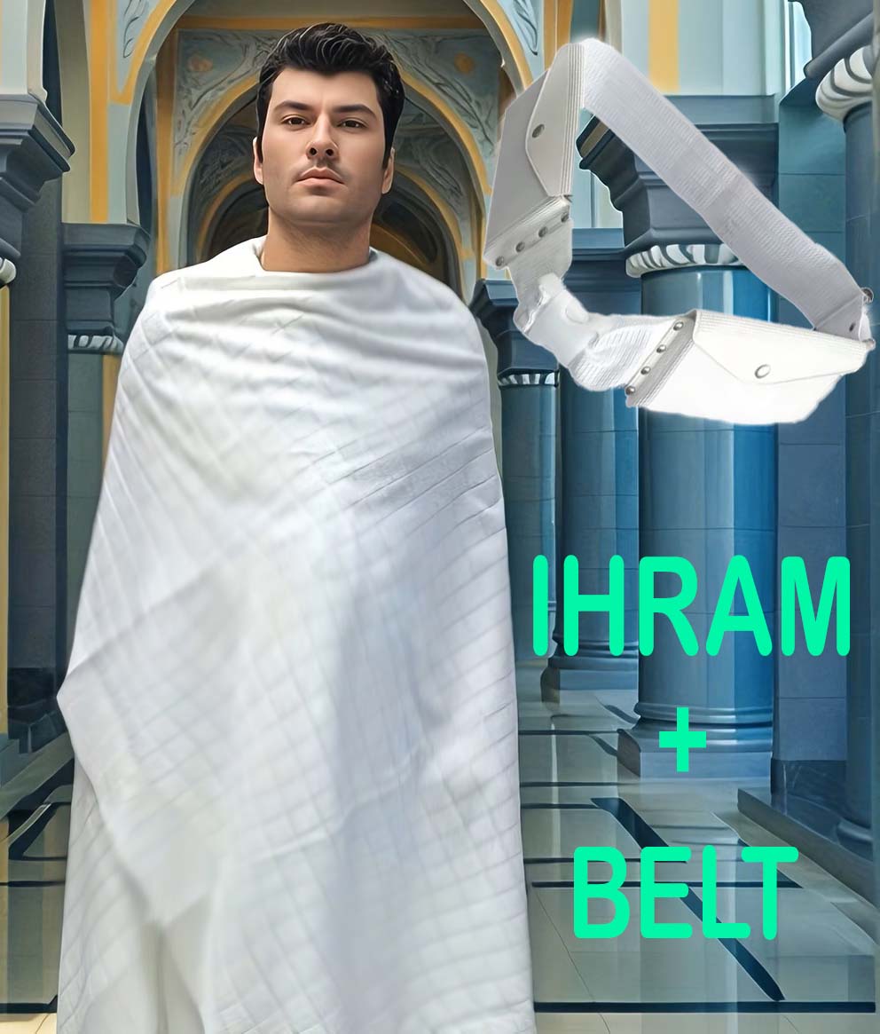 1500g Adults Top Quality Umrah & Hajj Ihram Ehram Towels 2 Piece Cotton Blend With Belt CharmBlackburn