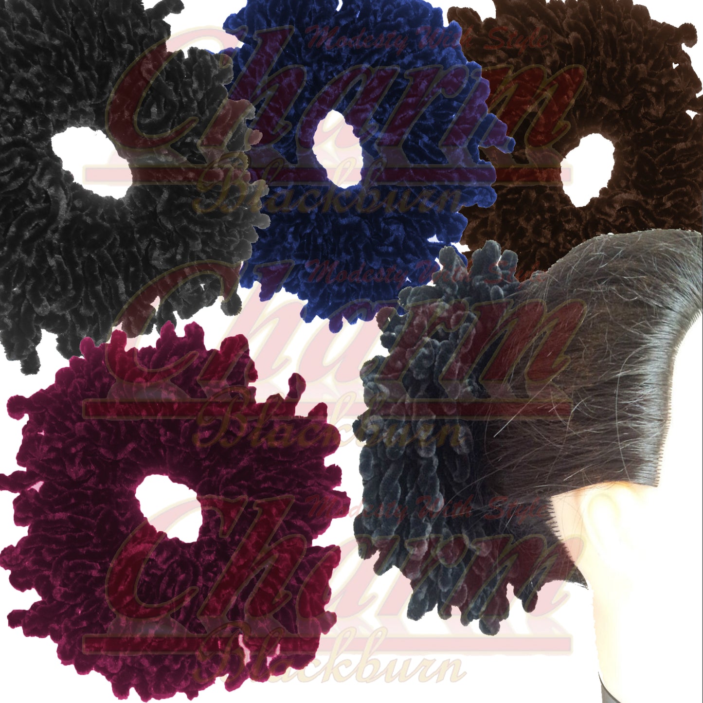 Khaleeji Velvet Hijab Hair Scrunchie Big Tie Bun Volumising Scarf Volume Bobble CharmBlackburn