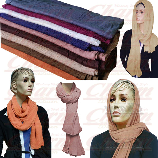 LATEST QUALITY SKIN II SCARF HIJAB COLLECTION RAYON CRINKLE CRIMPED NECK HEAD CharmBlackburn