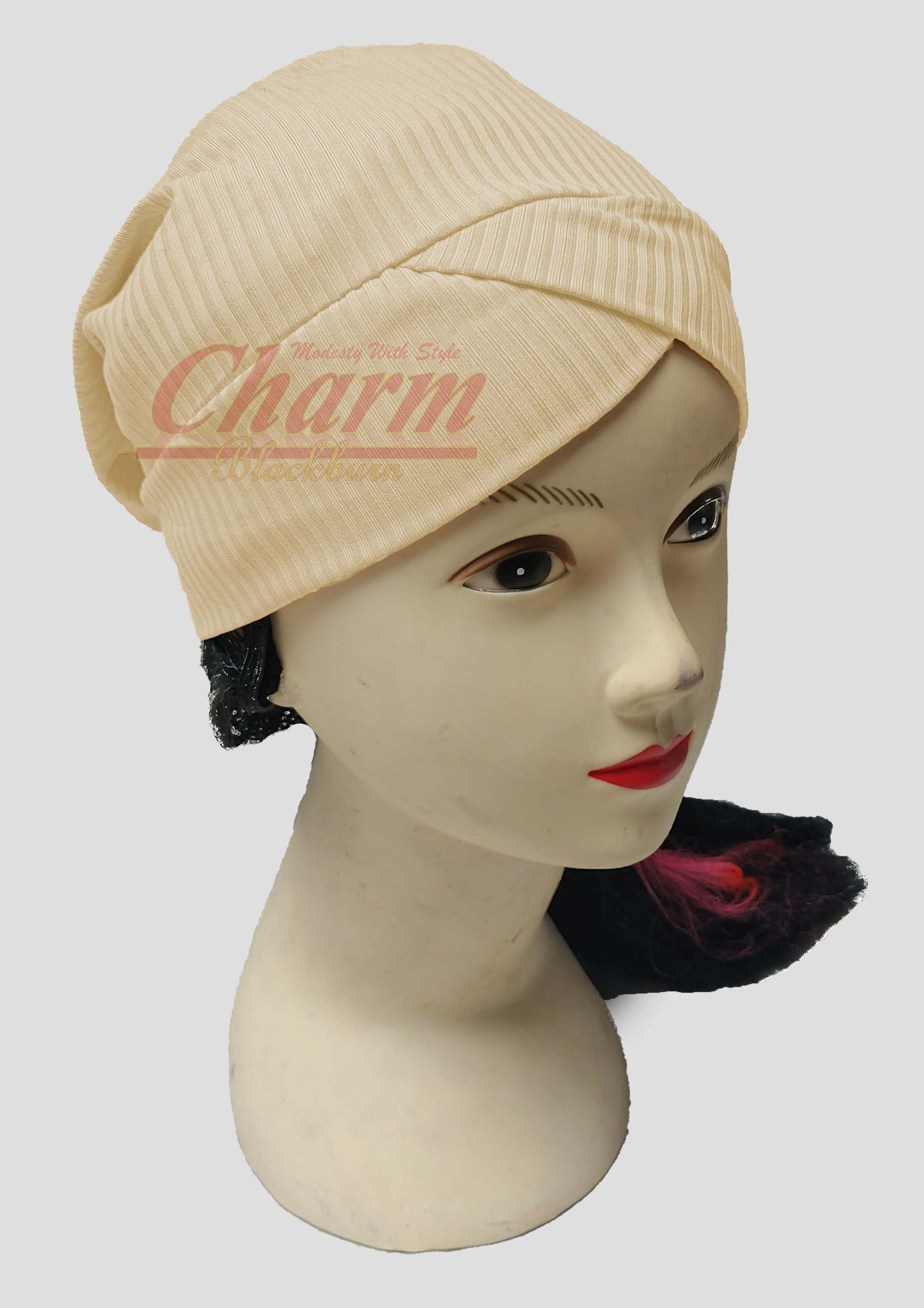 RIBBED PLEATED CAP HAIR LOSS CHEMO BONNET BONE UNDER HAT SCARF HIJAB UNDERCAP CharmBlackburn