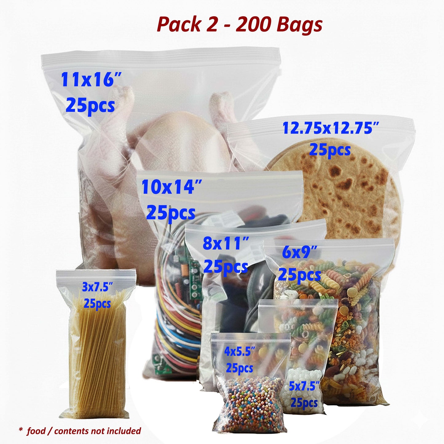 A4 A5 A6 Grip Seal Snap Food Bags Self Reusable Resealable Poly Plastic Zip Lock CharmBlackburn