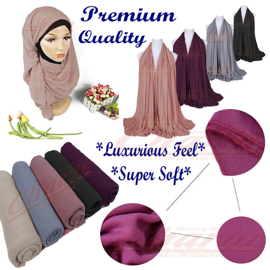 LATEST PREMIUM QUALITY SOFT WINTER NECK HEAD SCARF COTTON JERSEY STRETCHY HIJAB CharmBlackburn