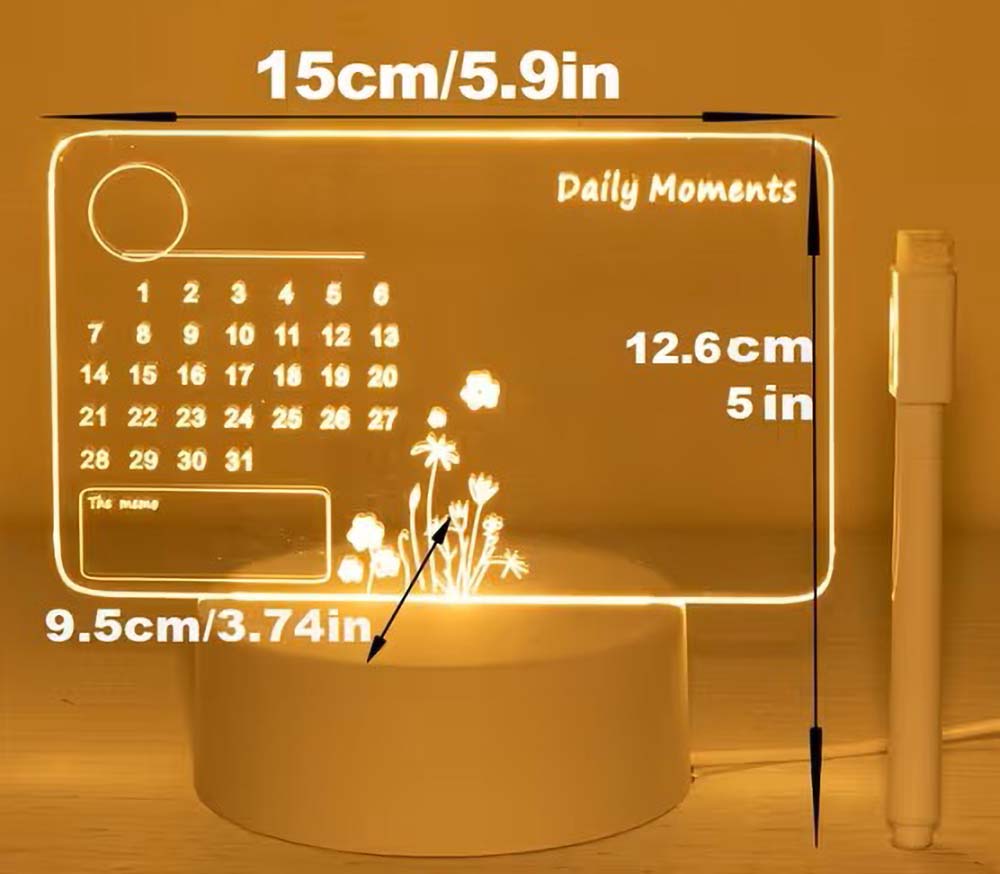 Write-On Notes LED Ambient Night Light Warm Bedside Lamp Erasable Pen Message Board Desktop Companion Gifts Whiteboard CharmBlackburn