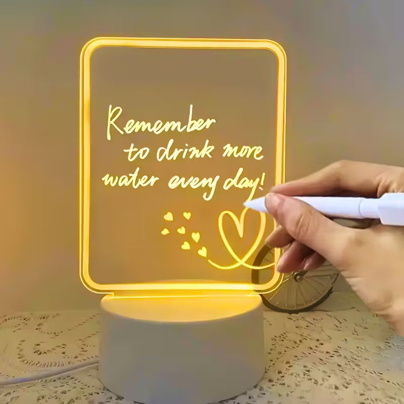 Write-On Notes LED Ambient Night Light Warm Bedside Lamp Erasable Pen Message Board Desktop Companion Gifts Whiteboard CharmBlackburn