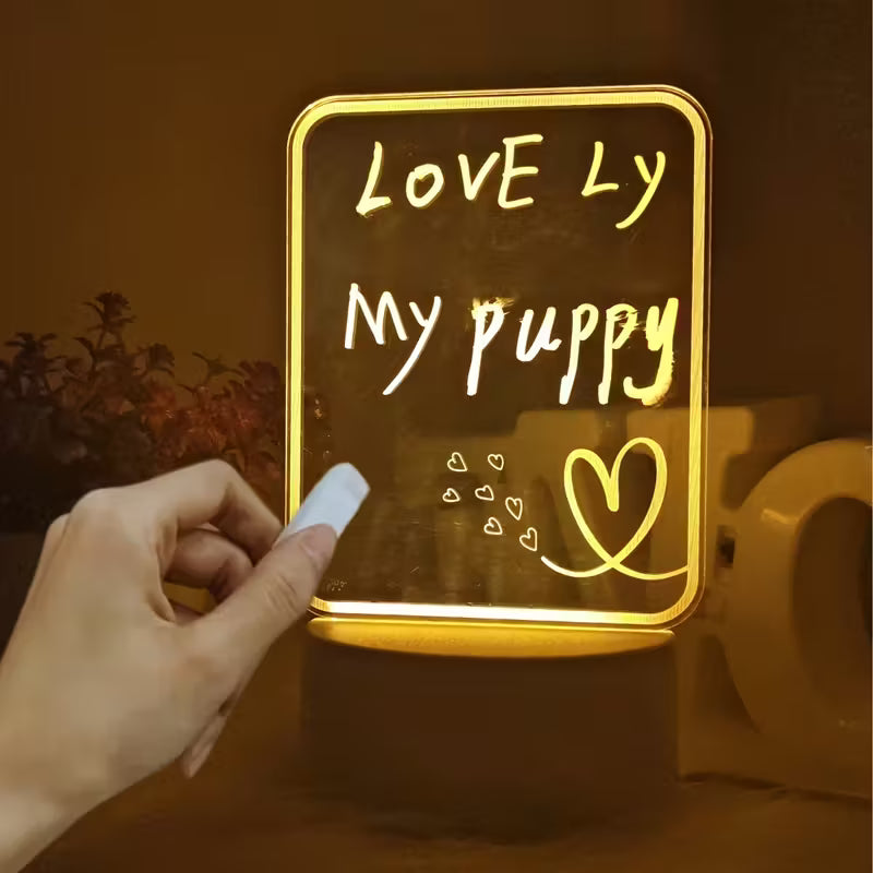 Write-On Notes LED Ambient Night Light Warm Bedside Lamp Erasable Pen Message Board Desktop Companion Gifts Whiteboard CharmBlackburn