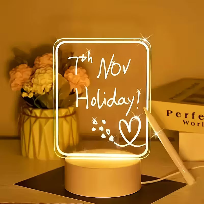 Write-On Notes LED Ambient Night Light Warm Bedside Lamp Erasable Pen Message Board Desktop Companion Gifts Whiteboard CharmBlackburn